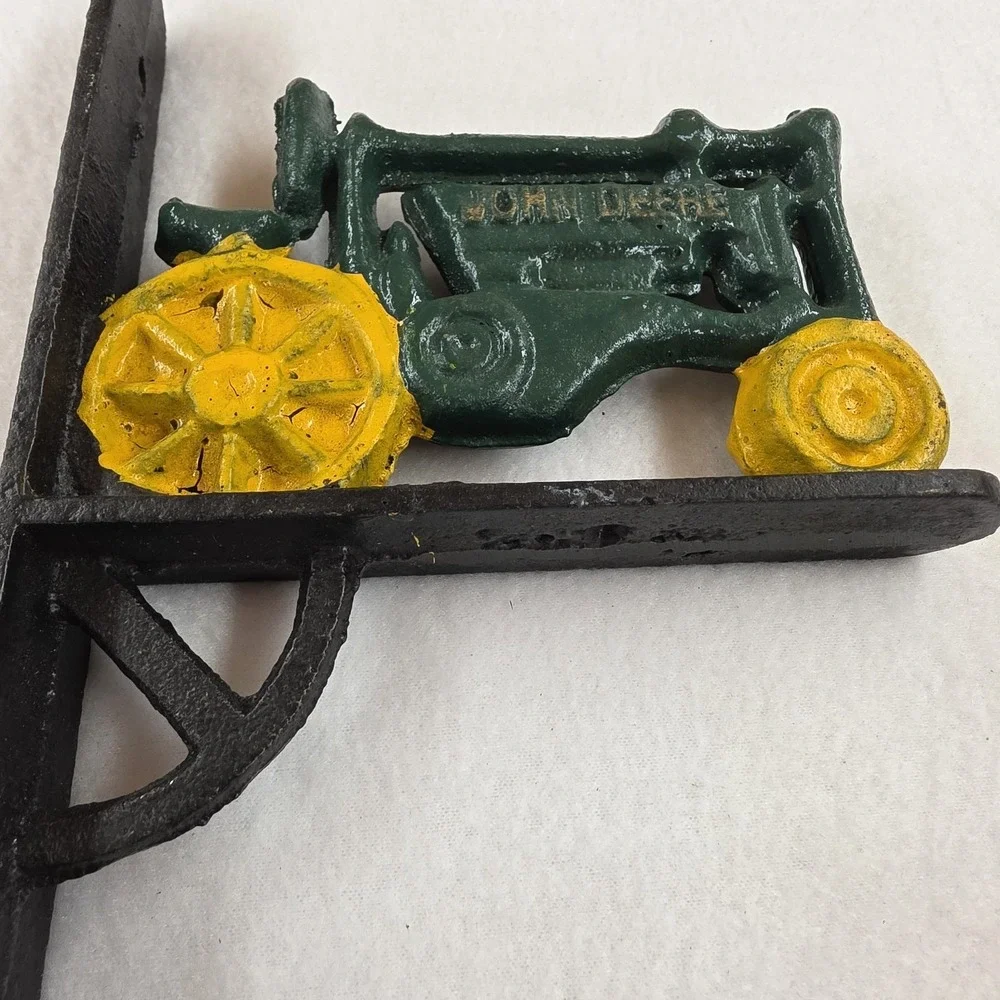 Vtg John Deere Cast Iron Dinner Bell Wall Mounting Bracket Only Green Tractor